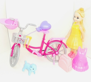 Кукла с велосипедом в пакете RZ388-21