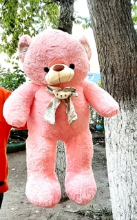 Медведь белый/розовый, шарф с медвежонком 100 см.