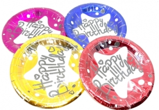 Тарелки бумажные 10 шт. d18 см (цветные Happy Birthday)