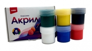 Краски акриловые "Классика" 6 цв. Акрк-004 (Lori)