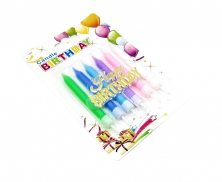 Свечи для торта 6 шт. (25), пастельные Happy Birthay