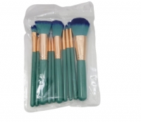 Косметические кисточки в пакете 10 шт. (зеленые/ бежевые)