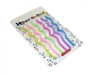 Свечи для торта 6 шт. (05), длинные пастельные,волнистые