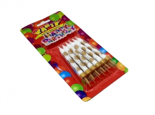 Свечи для торта 12 шт. (48), белые/черные с шариками