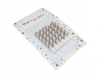 Свечи для торта 6 шт. (05-01) белые с золот./серебр. полоска