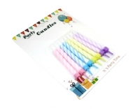 Свечи для торта 8 шт. (36-3), спиральки пастельные