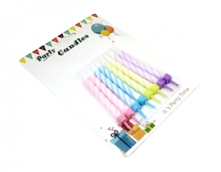 Свечи для торта 8 шт. (36-3), спиральки пастельные