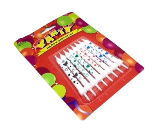 Свечи для торта 8 шт. (Р32), белые с цветным рисунком