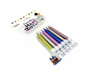 Свечи для торта 12 шт.(36-5), хромированные Happy Birthday