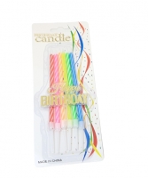 Свечи для торта 6 шт. (36-27), длинные неоновые Happy Birthday