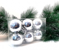 Новогодние шары 5 см.однотонные в блистере 6шт. F-7