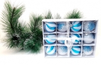 Шары 5 см. 2 вида в коробке 12 шт. W-36 ( со снегом)