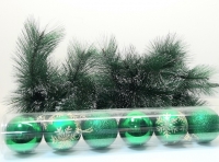 Новогодние шары 8 см, 3 вида в колбе 6 шт.W9-2