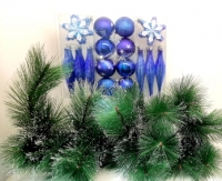 Новогодние игрушки в наборе,в блистере 26 шт.HM-150 ( сосульки + цв.)