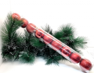 Новогодние шары 6 см. 3 вида в колбе 9 шт. F -14