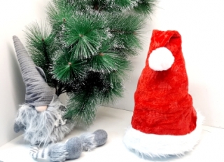 Колпак Деда Мороза АА-12 ( бархатный с елочками)