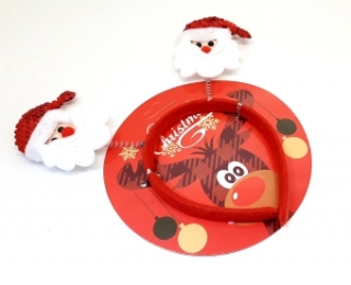 Ободок красный NT92-1 (Дед мороз с пайетками)