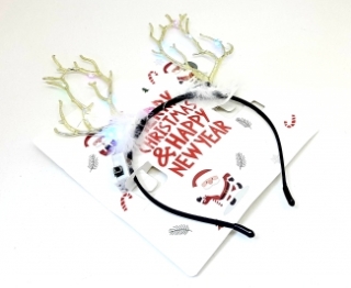 Ободок"Олень" с мехом NF92-22 (cветящийся)