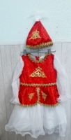 Костюм новогодний "Кыз жорга" р-р 30-36 (красный с белыми вставками)