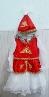Костюм новогодний "Кыз жорга" р-р 30-36 (красный с белыми вставками)