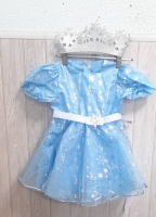 Костюм новогодний "Снежинка" р-р 30-32 (голубая шелковая)