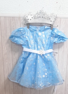 Костюм новогодний "Снежинка" р-р 30-32 (голубая шелковая)