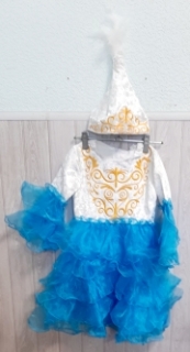 Костюм новогодний "Кыз жорга" р-р 28-38 (белый с голубыми вставками)