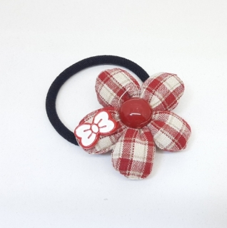 Резинки для волос тонкая, черная с цветком (Kitty)