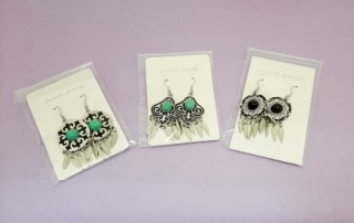 Серьги серебристые, бусинки с эмалью (этно стиль)