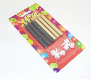 Свечи для торта 6 шт. (106), черные/золотые