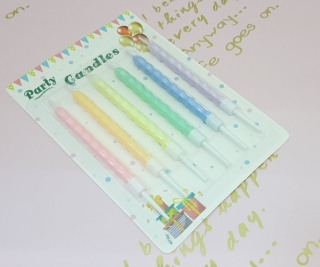 Свечи для торта 6 шт. (05-02), пастельные ребристые