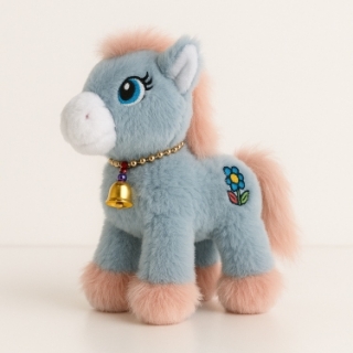 Лошадка Пони с лохматой гривой, с колокольчиком 25 см.