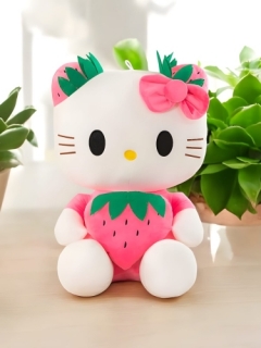 Мягкая Кошка "Кitty" с клубничкой 40 см.