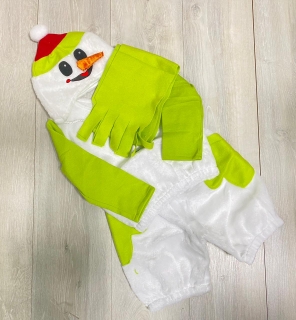 Костюм новогодний "Снеговик" рр 28-34 (зеленой отделкой)