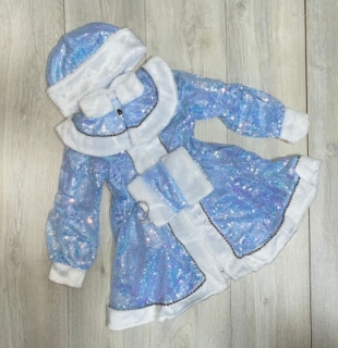 Костюм новогодний "Снегурочка" рр 26-30 (голубой с пайетками)