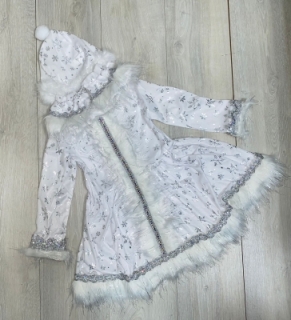 Костюм новогодний "Снегурочка" рр 26-32 (белый с шапкой)