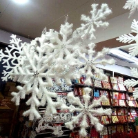 Подвеска "Снежинка" белая, пушистая 3 шт . ZC-5 (38+32+27)