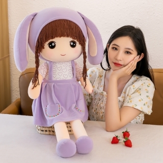 Мягкая Кукла в шляпе с ушками 65 см.