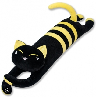 Валик "Кот" чёрный в полоску 65 см.