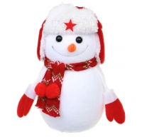 Снеговик в шапке-ушанке 30 см.F-110