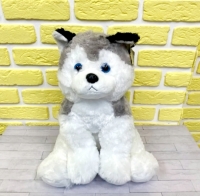 Мягкая Собака хаски серобелая 55 см.