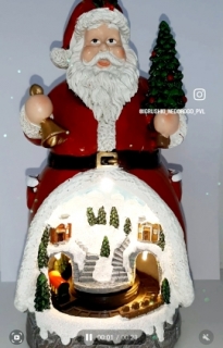 Сувенир музыкальный 24 см.YL-1 ( Дед мороз с жел. дорогой)