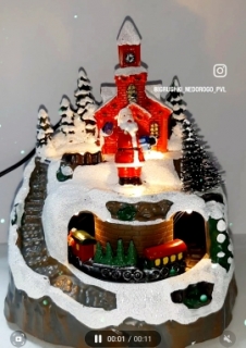 Сувенир музыкальный 16 см.YL-10 ( жел. дорога с церковью)