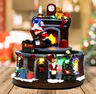 Сувенир музыкальный 19 см.YL-3 (жел. дорога с камином)