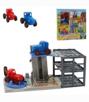 Гараж с подъемником в коробке NF2024-18 (Синий трактор)