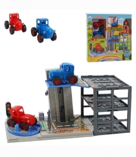 Гараж с подъемником в коробке NF2024-18 (Синий трактор)
