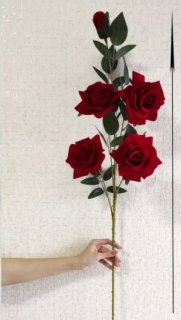 Розы красные бархатные 113 см. W-41/42 (5 голов)