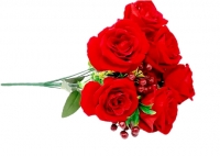 Стат. цв. Розы бархатные с вишнями 50 см. ZJ-27 ( 11 голов)