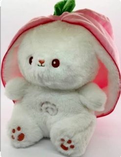 Мяг. Зайка- клубничка 25 см. (дышит)