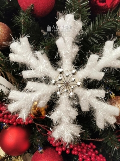 Подвеска "Снежинка" белая, пушистая 38 см. ZC-2